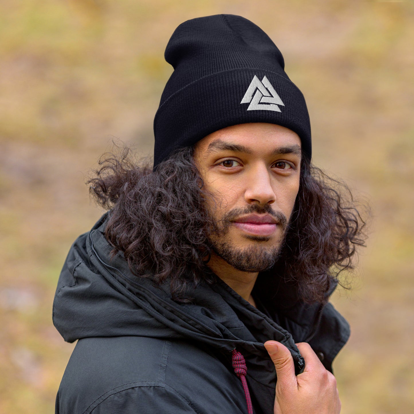 Men's Viking Valknut Embroidered Cuffed Beanie