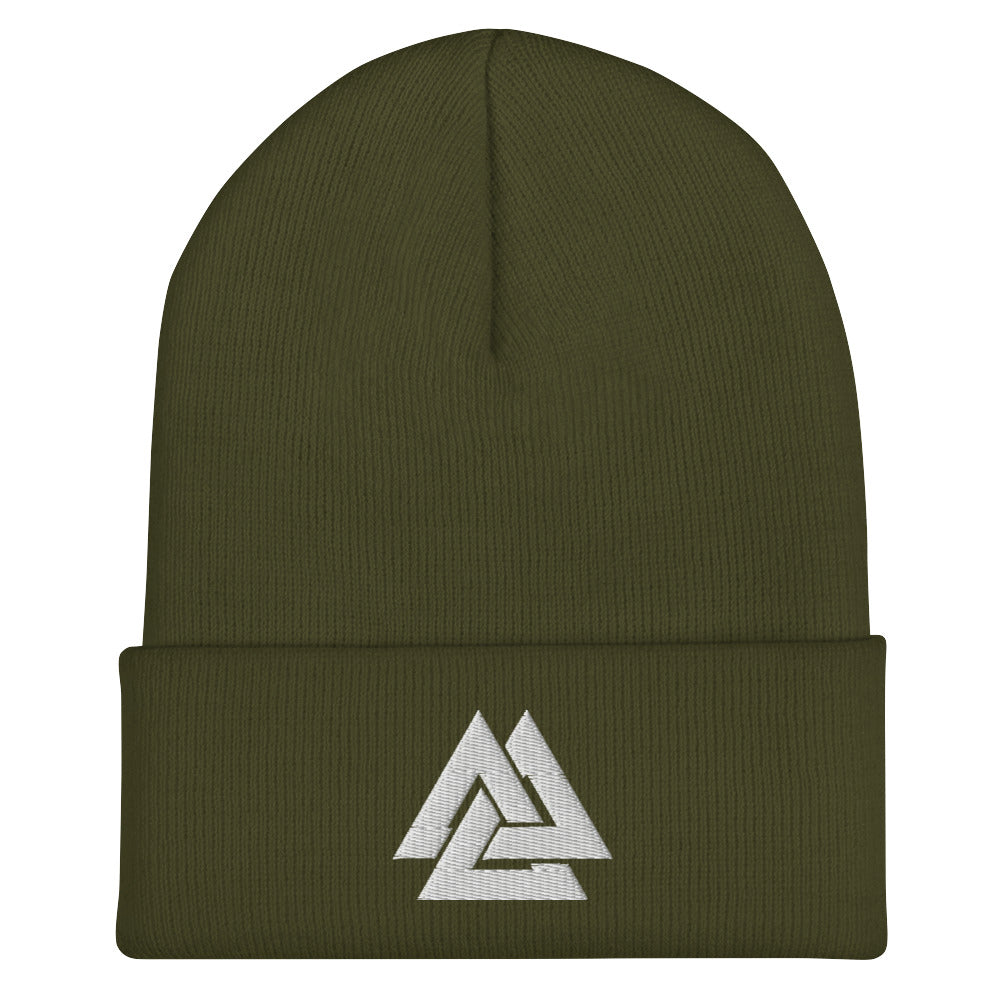 Men's Viking Valknut Embroidered Cuffed Beanie