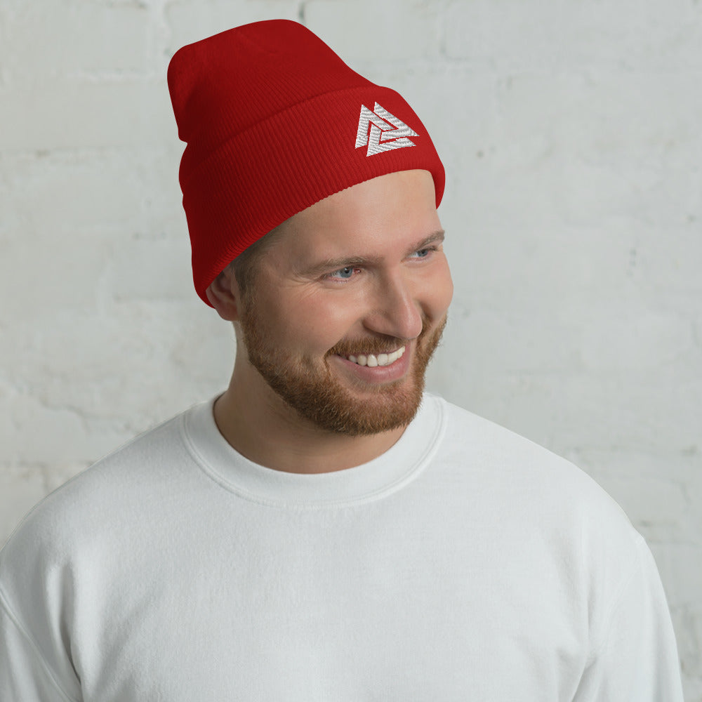 Men's Viking Valknut Embroidered Cuffed Beanie