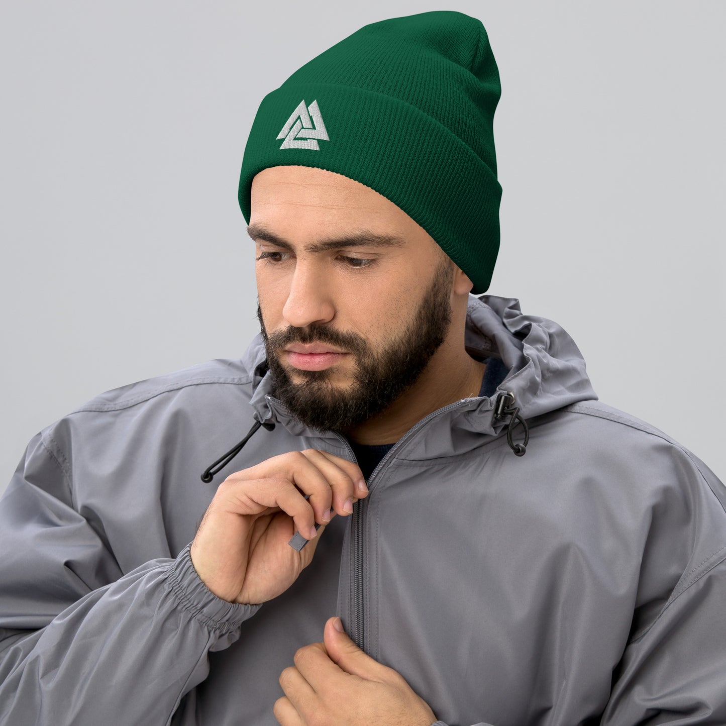 Men's Viking Valknut Embroidered Cuffed Beanie