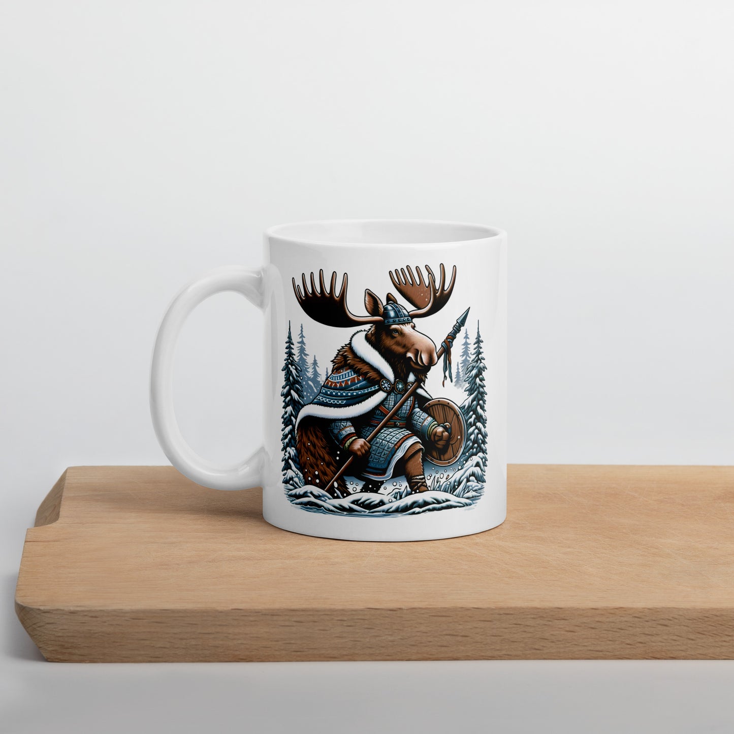 Alaskan Viking Moose Hunter - White Glossy Coffee Mug
