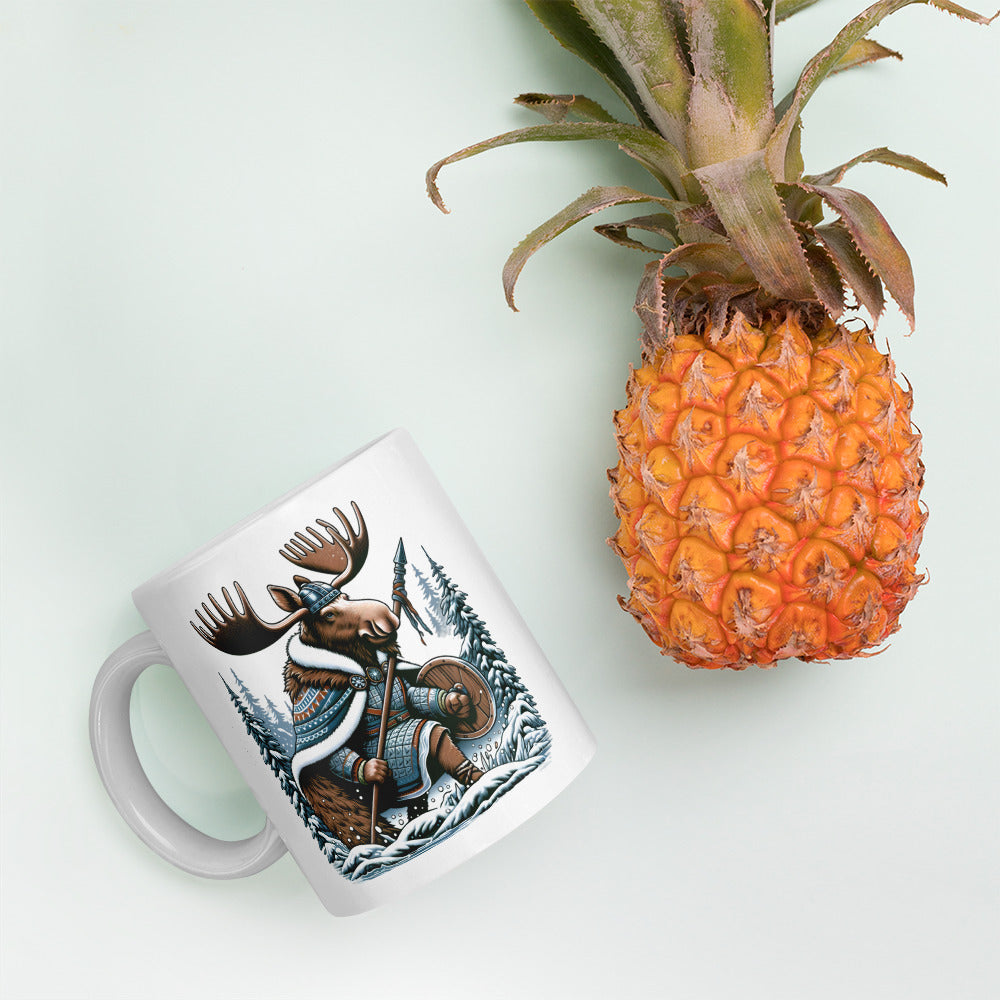 Alaskan Viking Moose Hunter - White Glossy Coffee Mug