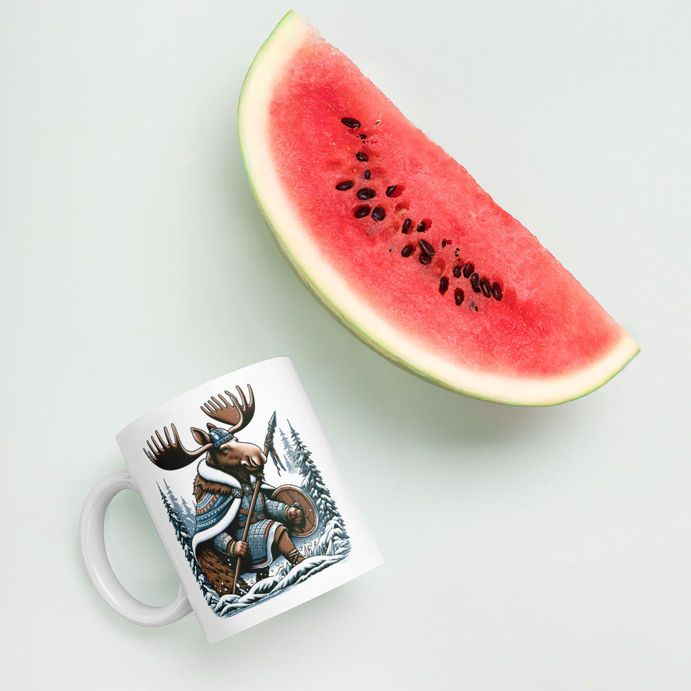 Alaskan Viking Moose Hunter - White Glossy Coffee Mug
