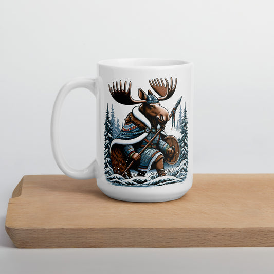 Alaskan Viking Moose Hunter - White Glossy Coffee Mug