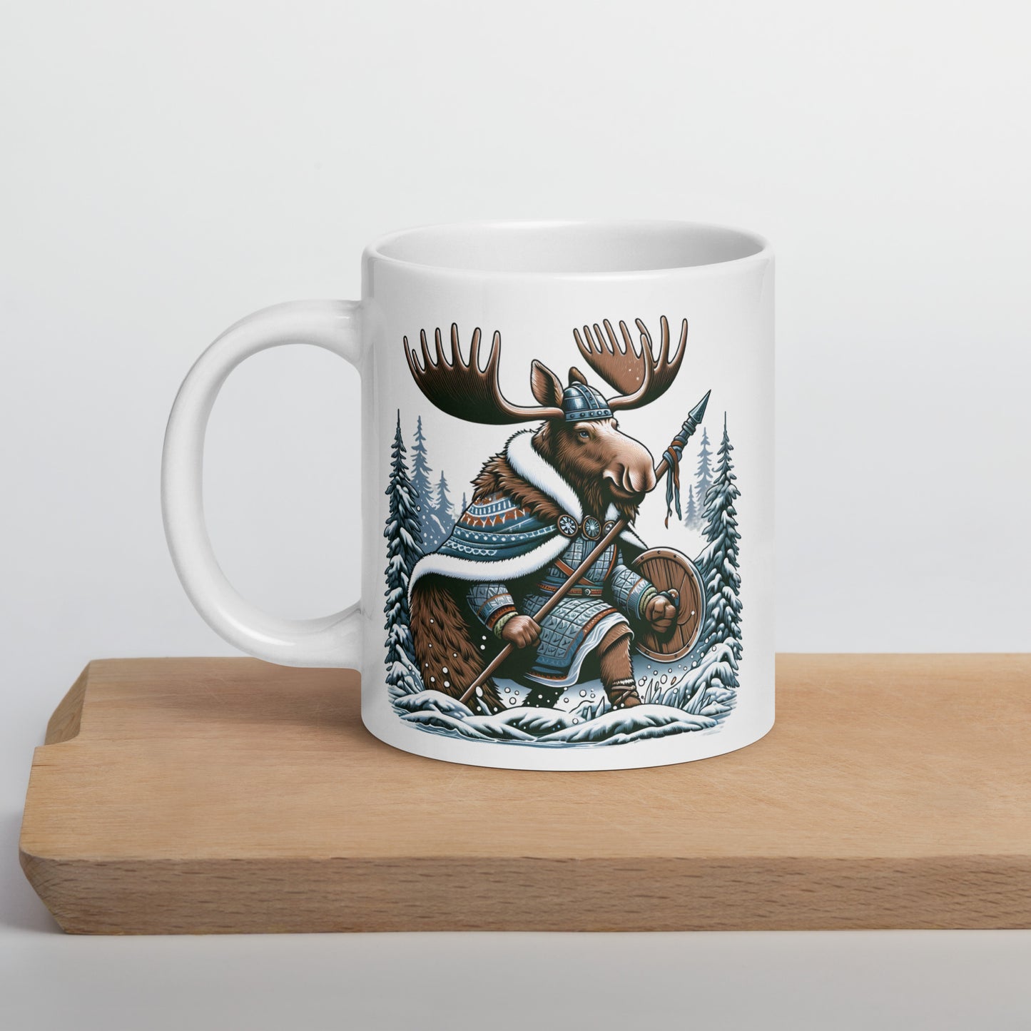 Alaskan Viking Moose Hunter - White Glossy Coffee Mug