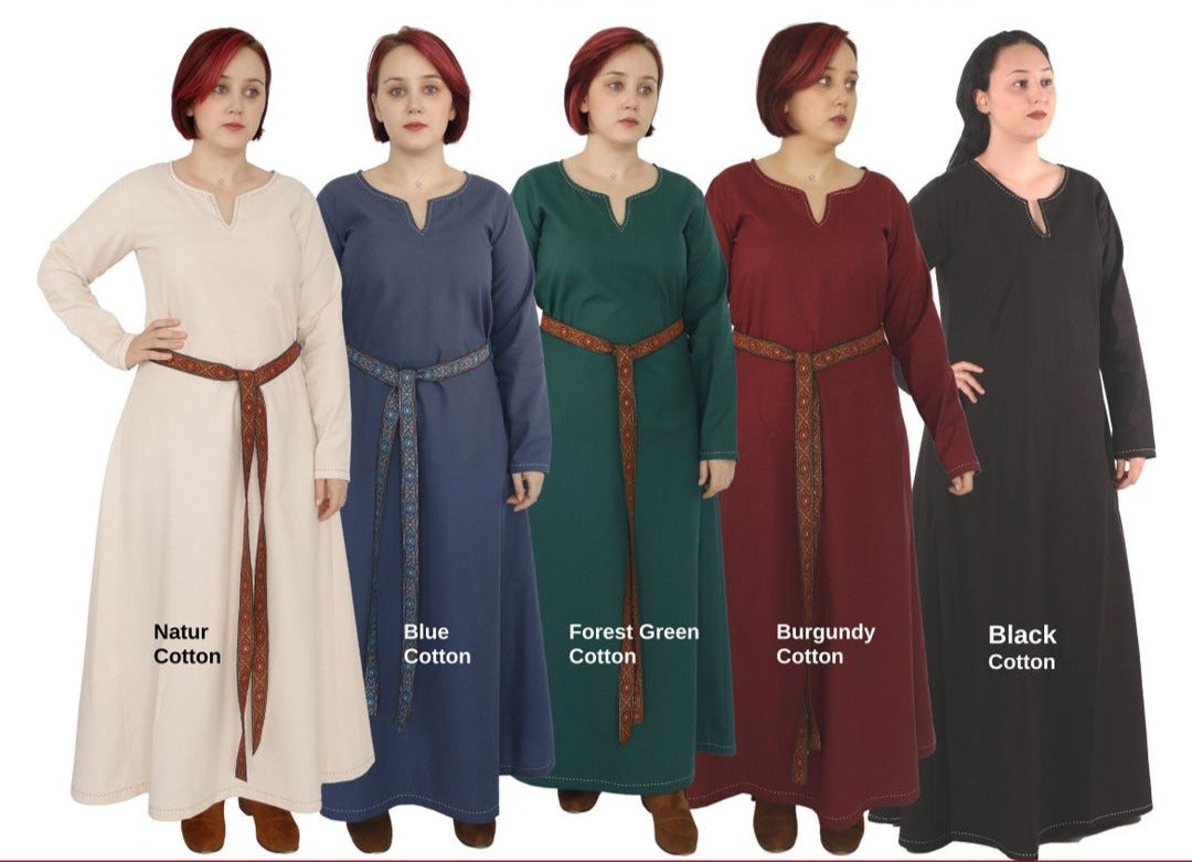 FREYA Cotton - Medieval Viking Renaissance Women's Underdress - Made in Turkey
