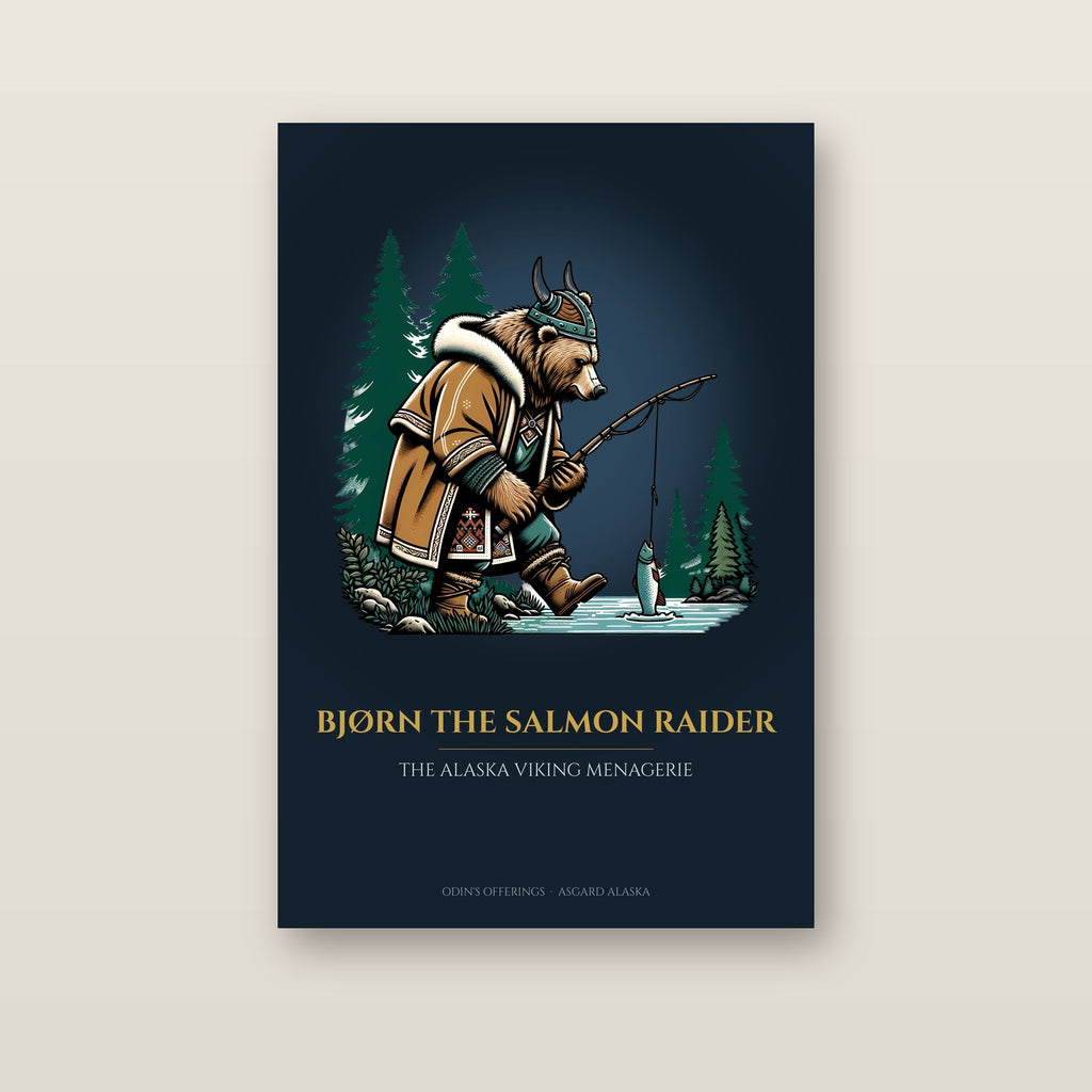 Bjørn the Salmon Raider – Art Print on a wall