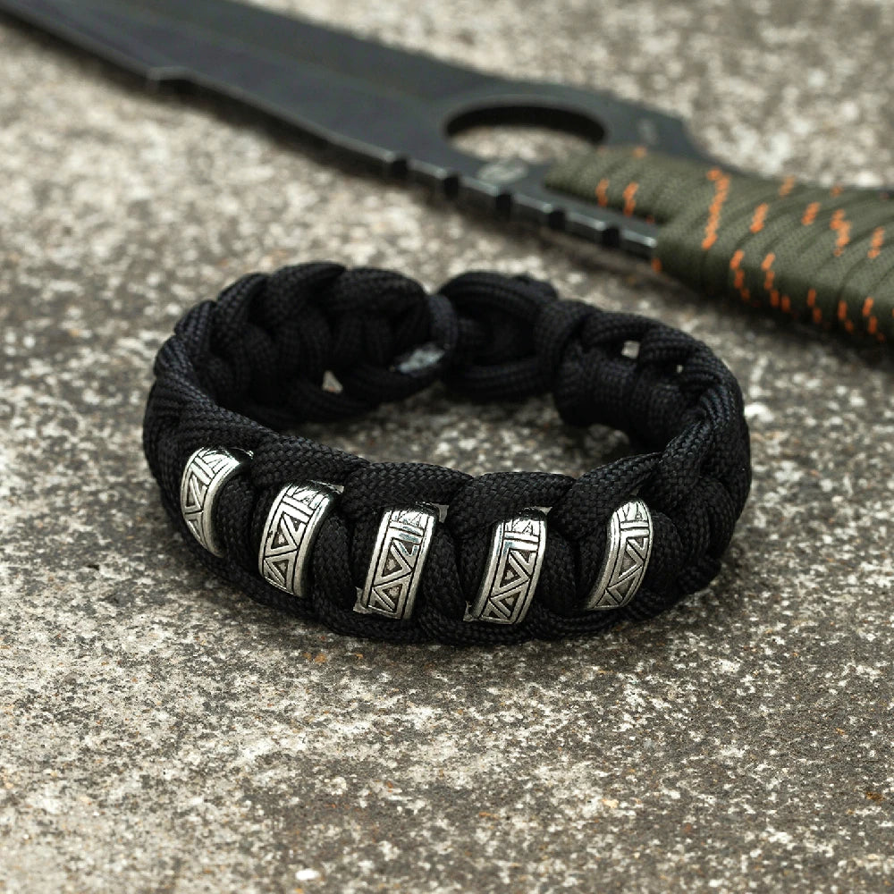 Norse Rune Paracord Survival Bracelet – Metal Beads