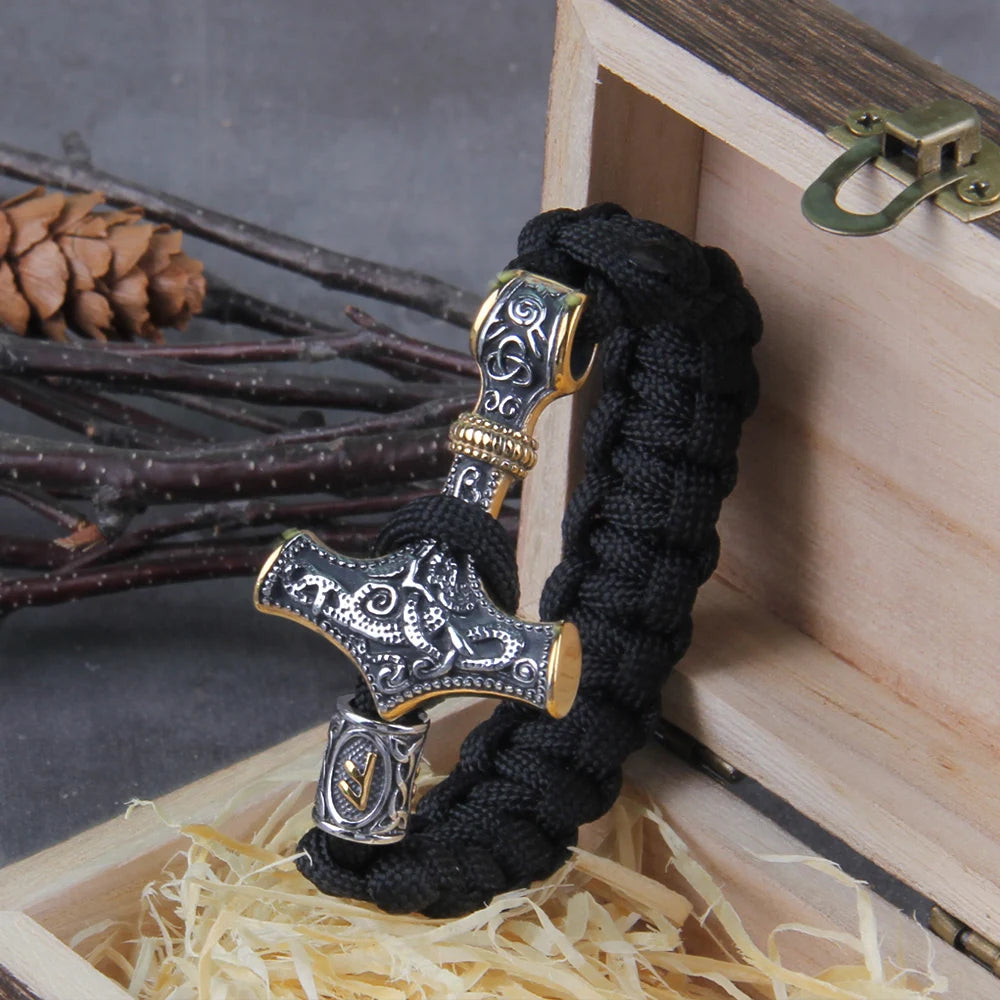 Thor's Hammer Mjolnir Paracord Bracelet – Stainless Steel