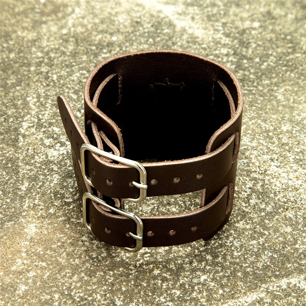 Viking Leather Wrist Bracer – Thor's Hammer Mjolnir