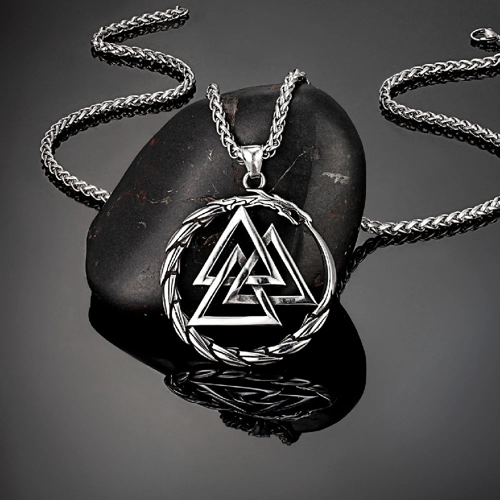Valknut Ouroboros Pendant Necklace – Stainless Steel
