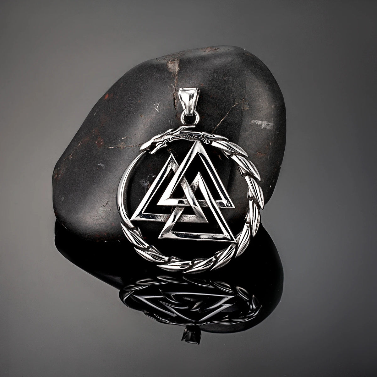 Valknut Ouroboros Pendant Necklace – Stainless Steel