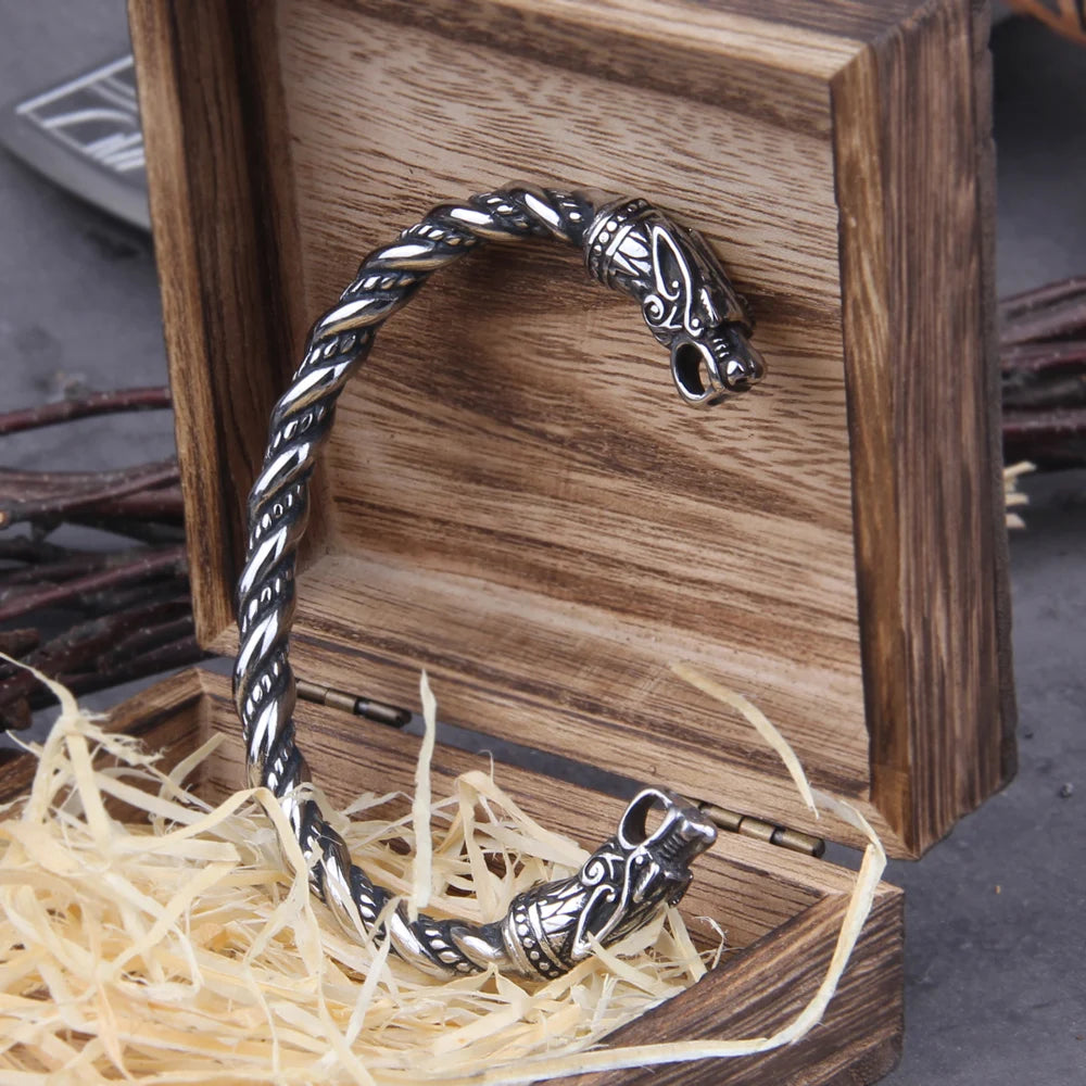 Viking Dragon Head Arm Ring Cuff – Stainless Steel