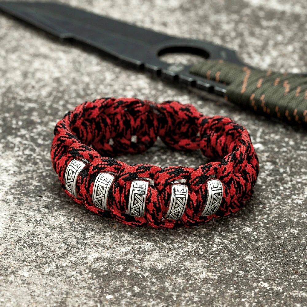 Norse Rune Paracord Survival Bracelet – Metal Beads