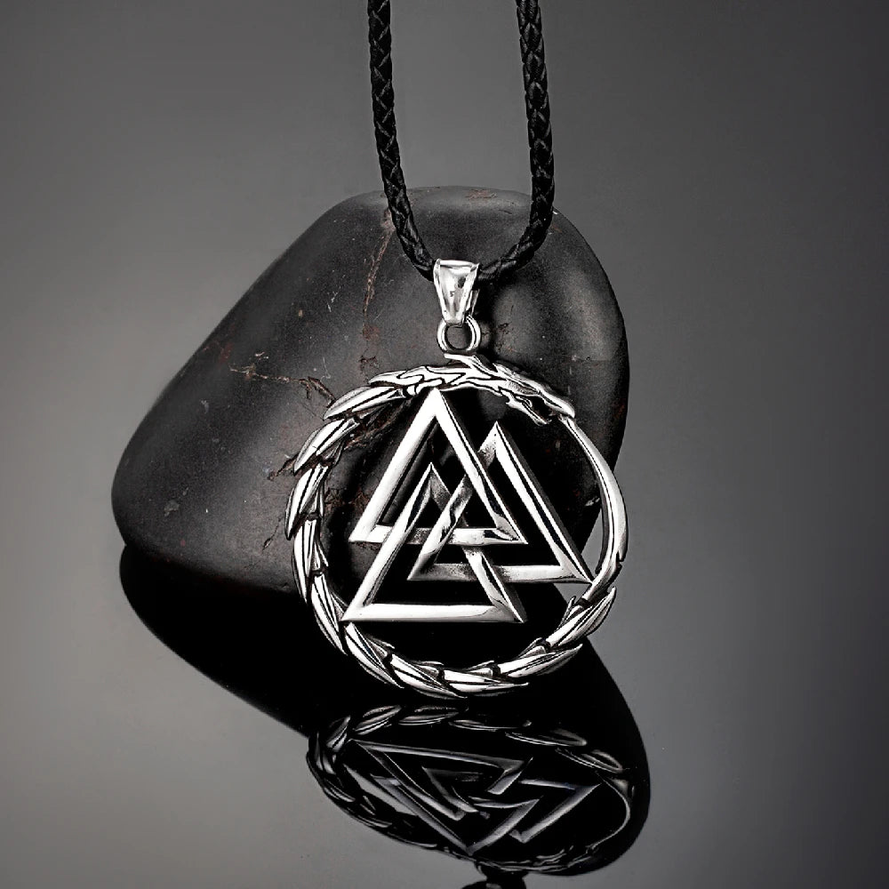 Valknut Ouroboros Pendant Necklace – Stainless Steel