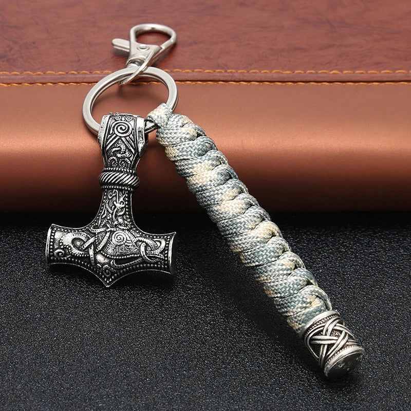 Thor's Hammer Mjolnir Paracord Keychain