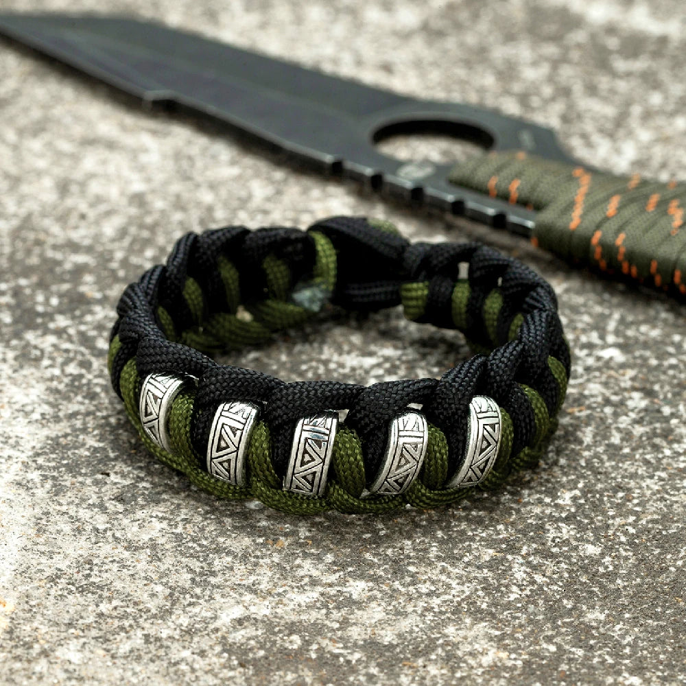 Norse Rune Paracord Survival Bracelet – Metal Beads