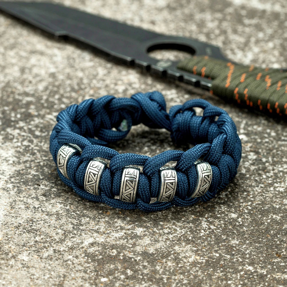 Norse Rune Paracord Survival Bracelet – Metal Beads