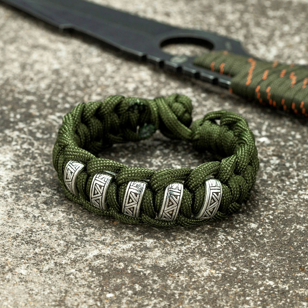 Norse Rune Paracord Survival Bracelet – Metal Beads