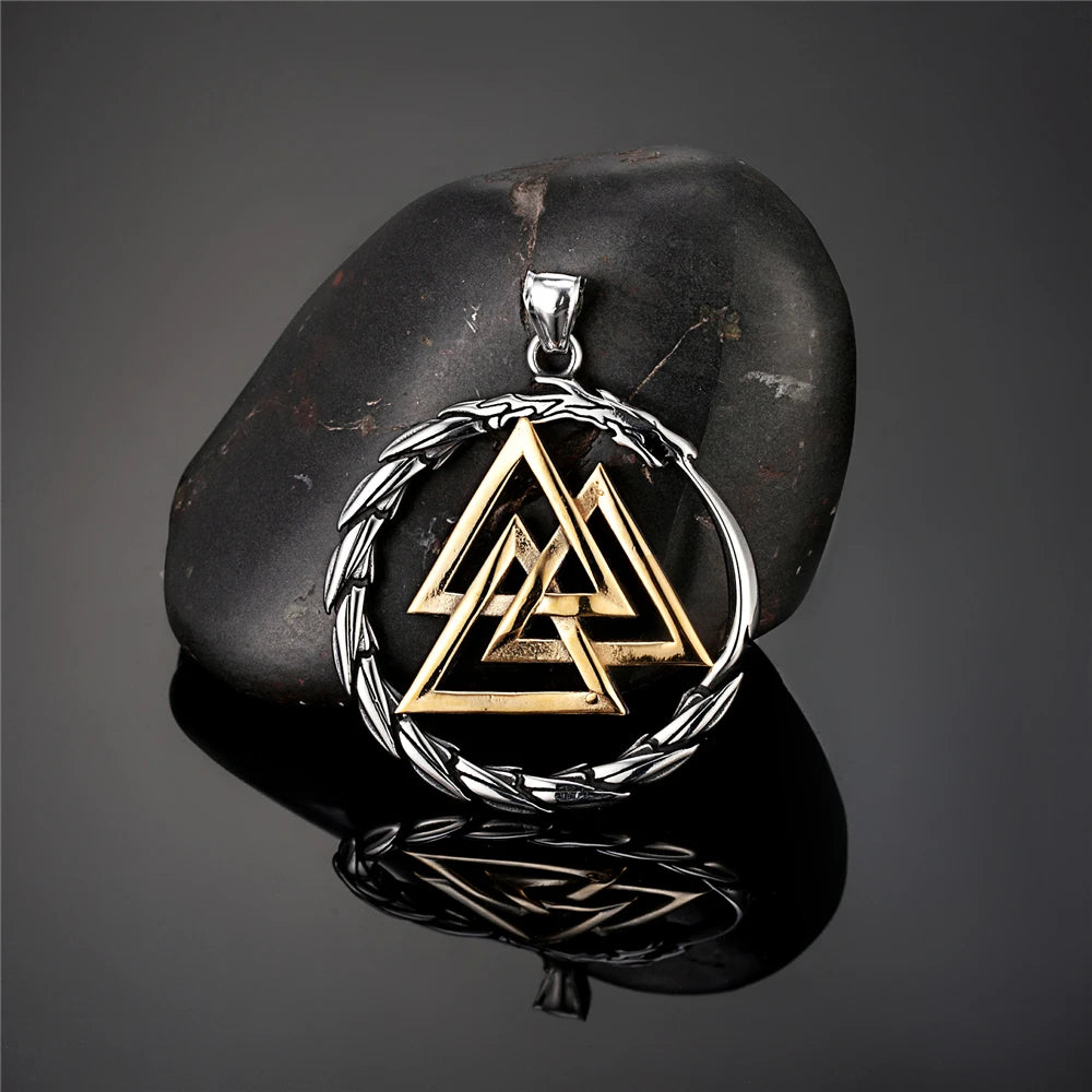 Valknut Ouroboros Pendant Necklace – Stainless Steel
