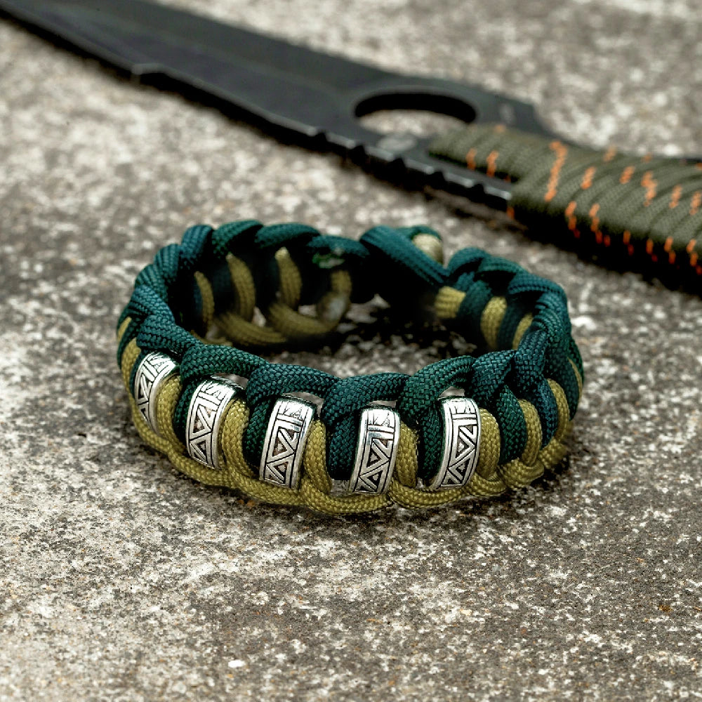 Norse Rune Paracord Survival Bracelet – Metal Beads