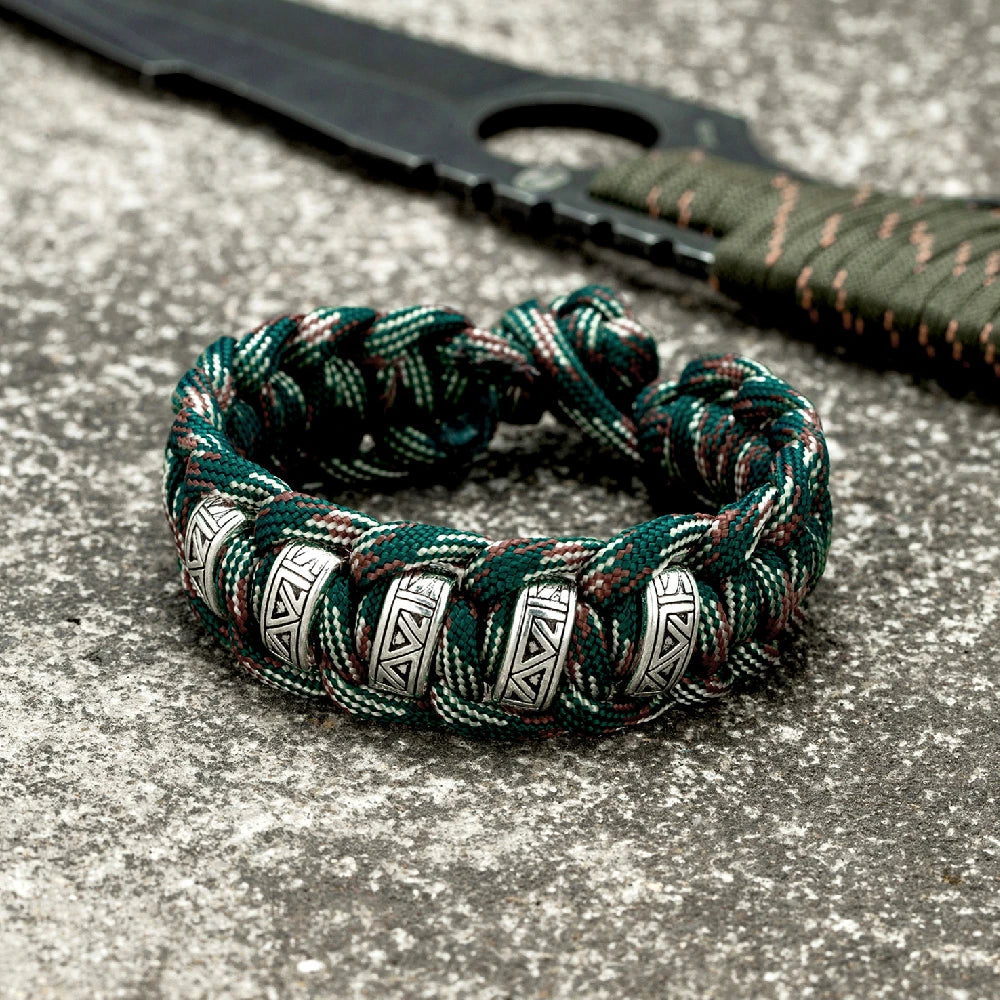 Norse Rune Paracord Survival Bracelet – Metal Beads