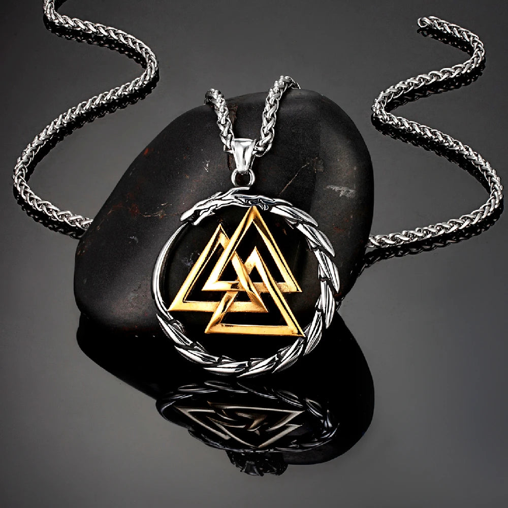 Valknut Ouroboros Pendant Necklace – Stainless Steel