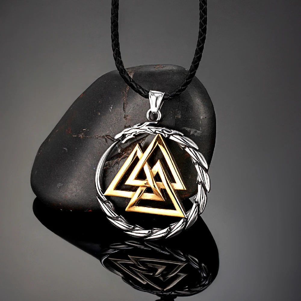 Valknut Ouroboros Pendant Necklace – Stainless Steel