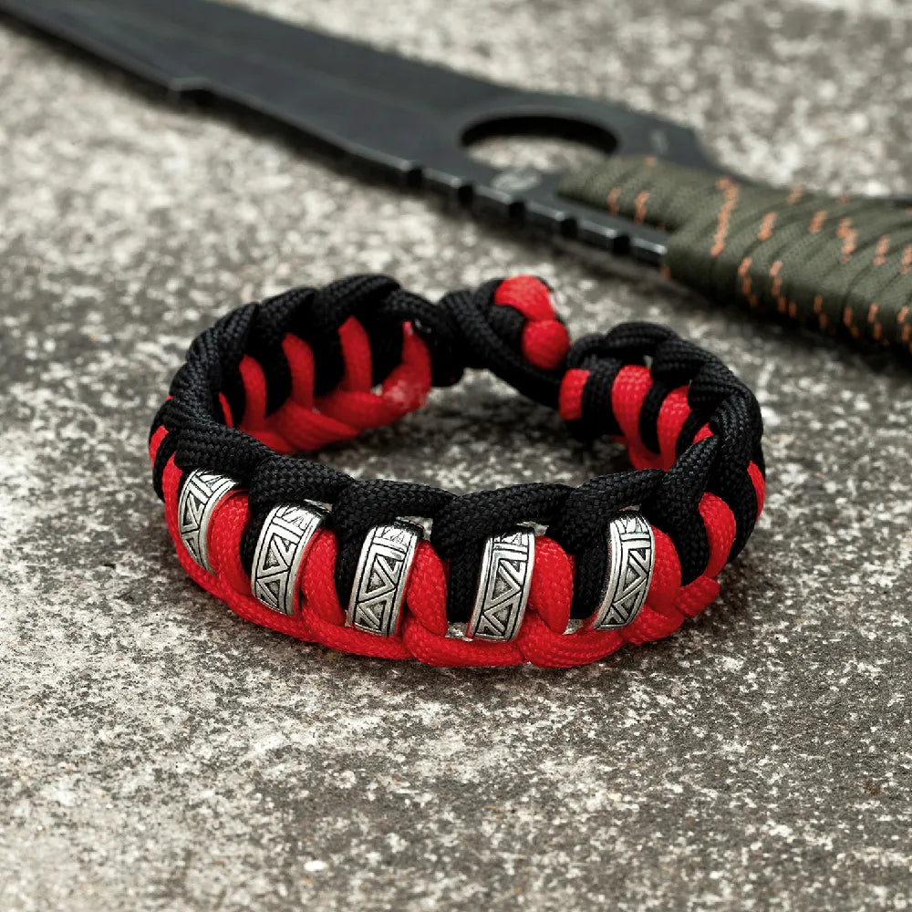 Norse Rune Paracord Survival Bracelet – Metal Beads