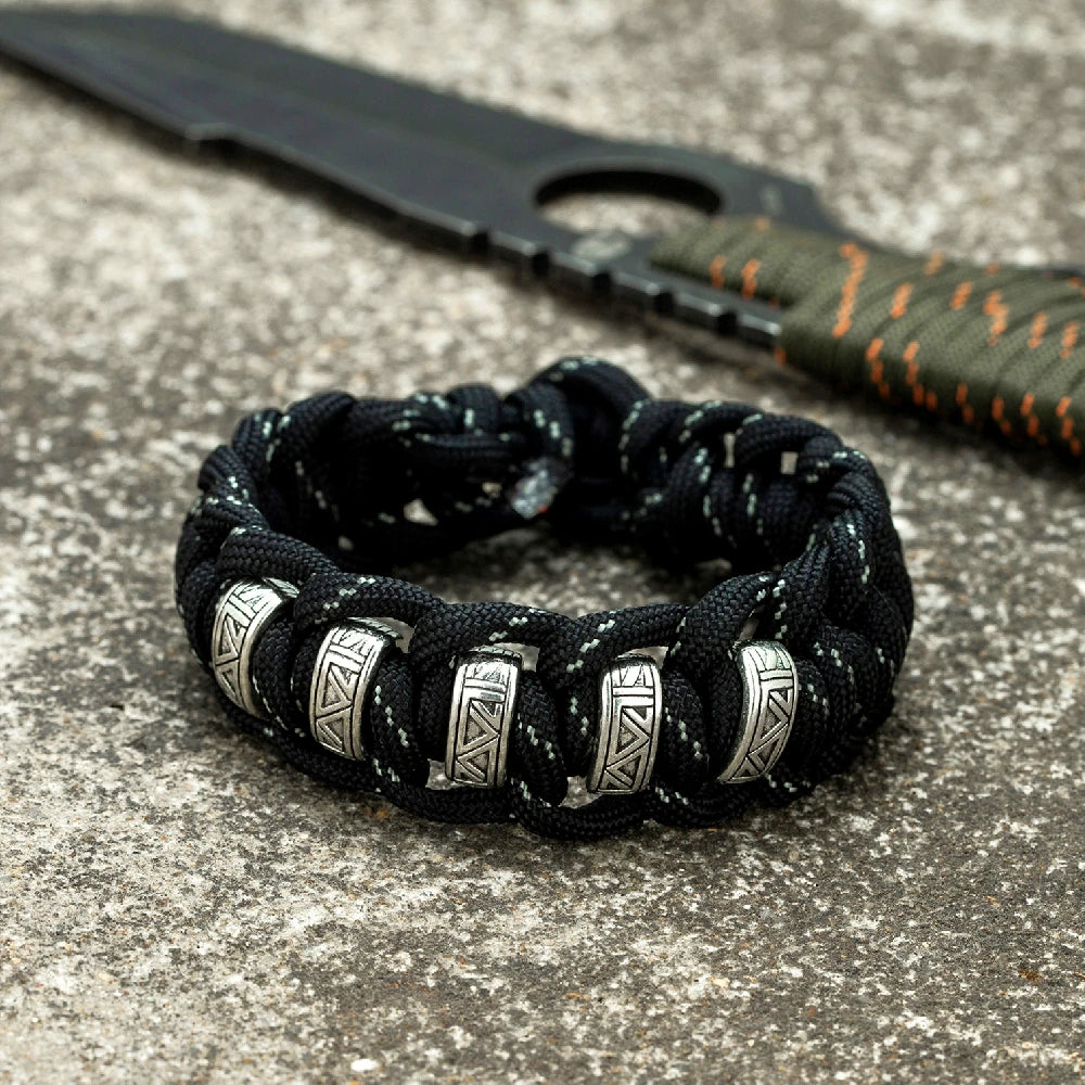 Norse Rune Paracord Survival Bracelet – Metal Beads