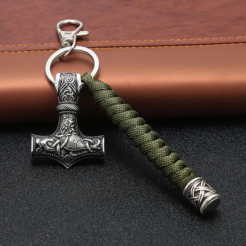 Thor's Hammer Mjolnir Paracord Keychain