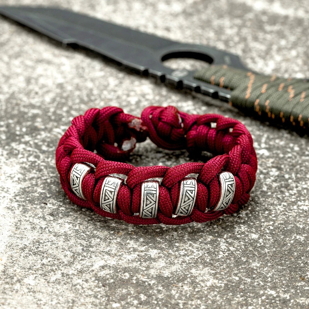 Norse Rune Paracord Survival Bracelet – Metal Beads