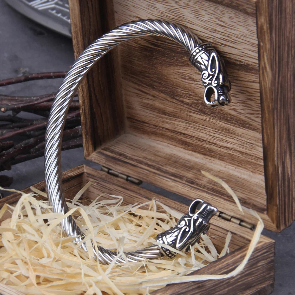 Viking Dragon Head Arm Ring Cuff – Stainless Steel