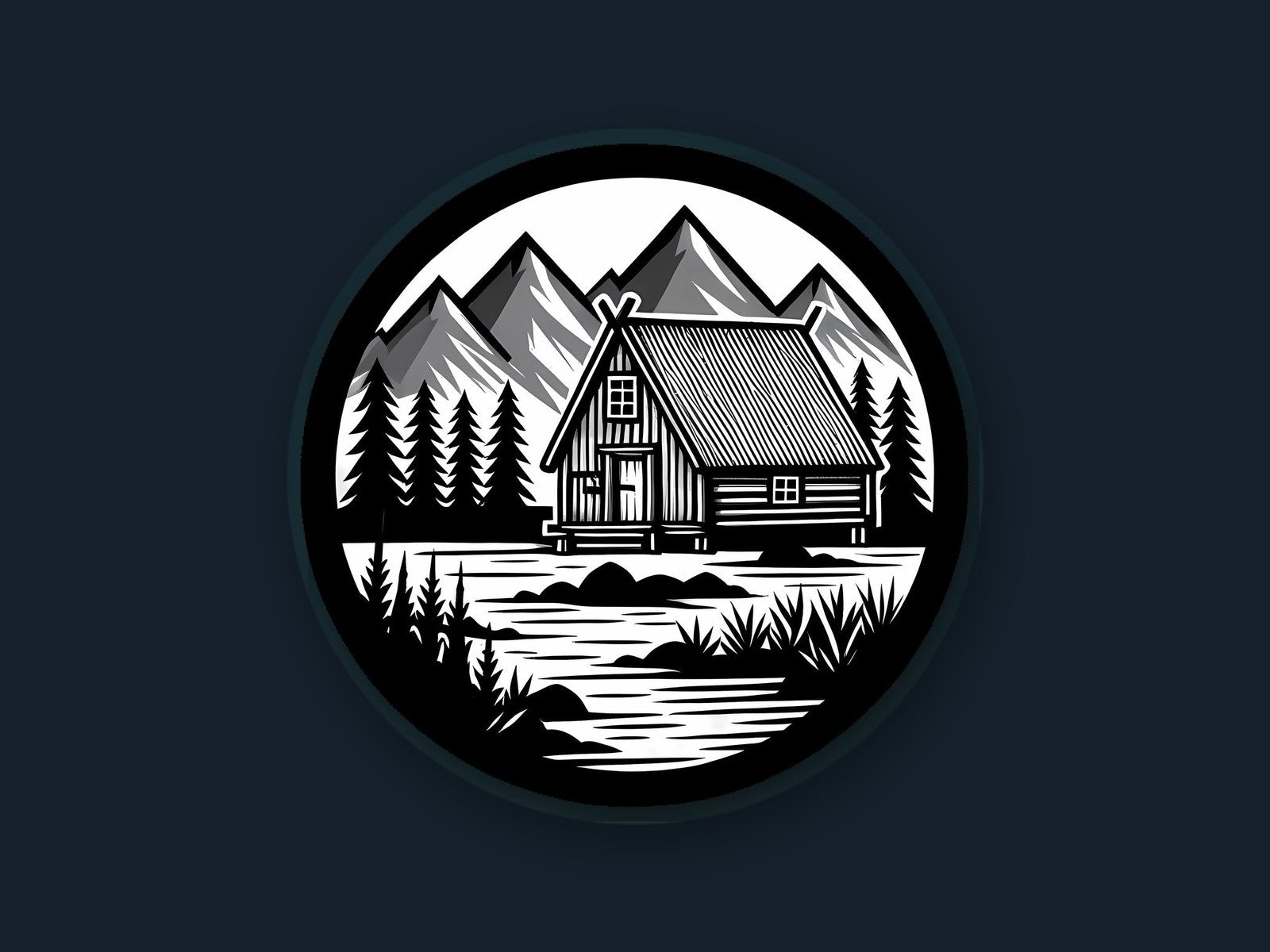 A Norse longhouse beside an Alaska lake beneath the mountains