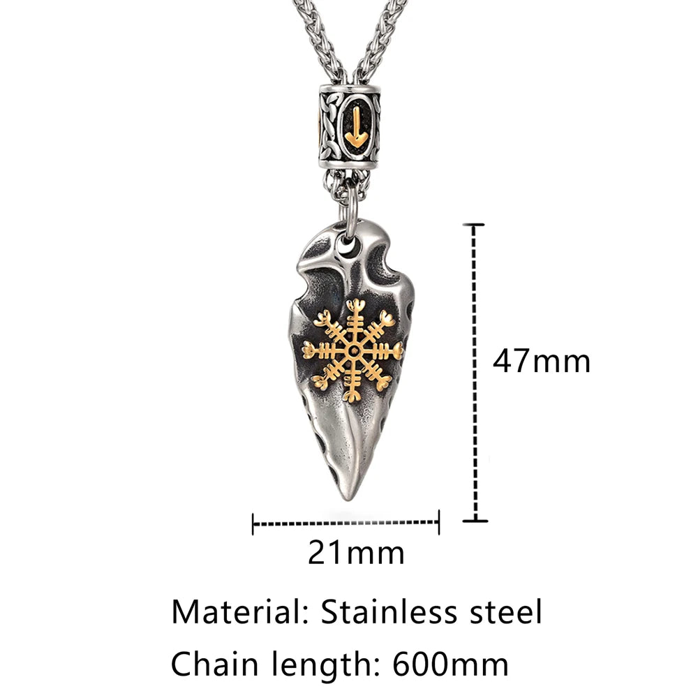 Helm of Awe Arrowhead Pendant Necklace – Stainless Steel