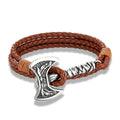 Norse Hatchet Leather Wrap Bracelet – Stainless Steel