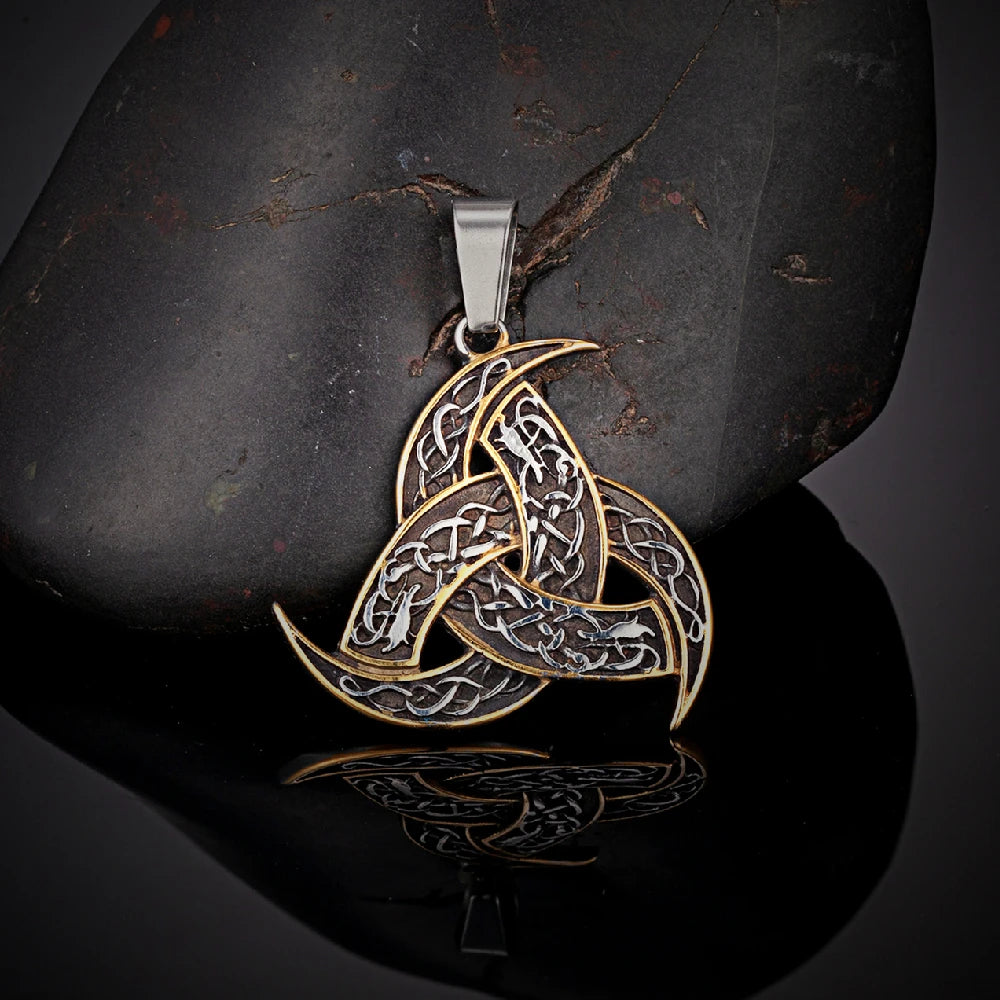 Triple Horn of Odin Pendant Necklace – Stainless Steel