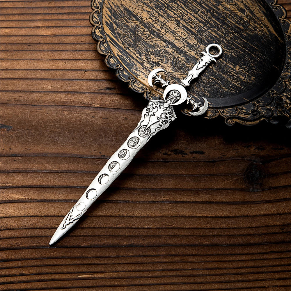 Lunar Phase Viking Sword Hair Stick – Norse Moon Hairpin