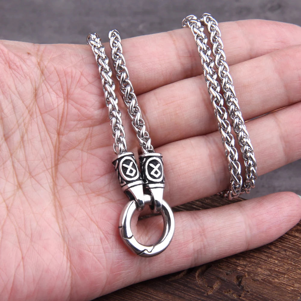 Viking Rune Ring-Clasp Necklace – Chain or Leather Cord