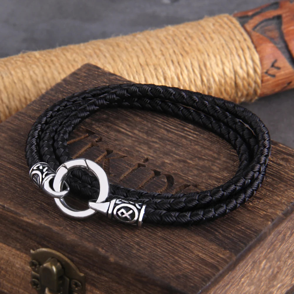 Viking Rune Ring-Clasp Necklace – Chain or Leather Cord