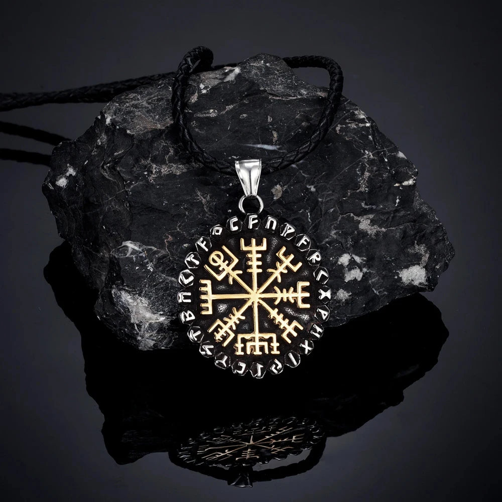 Vegvisir Rune Compass Necklace – Stainless Steel Pendant