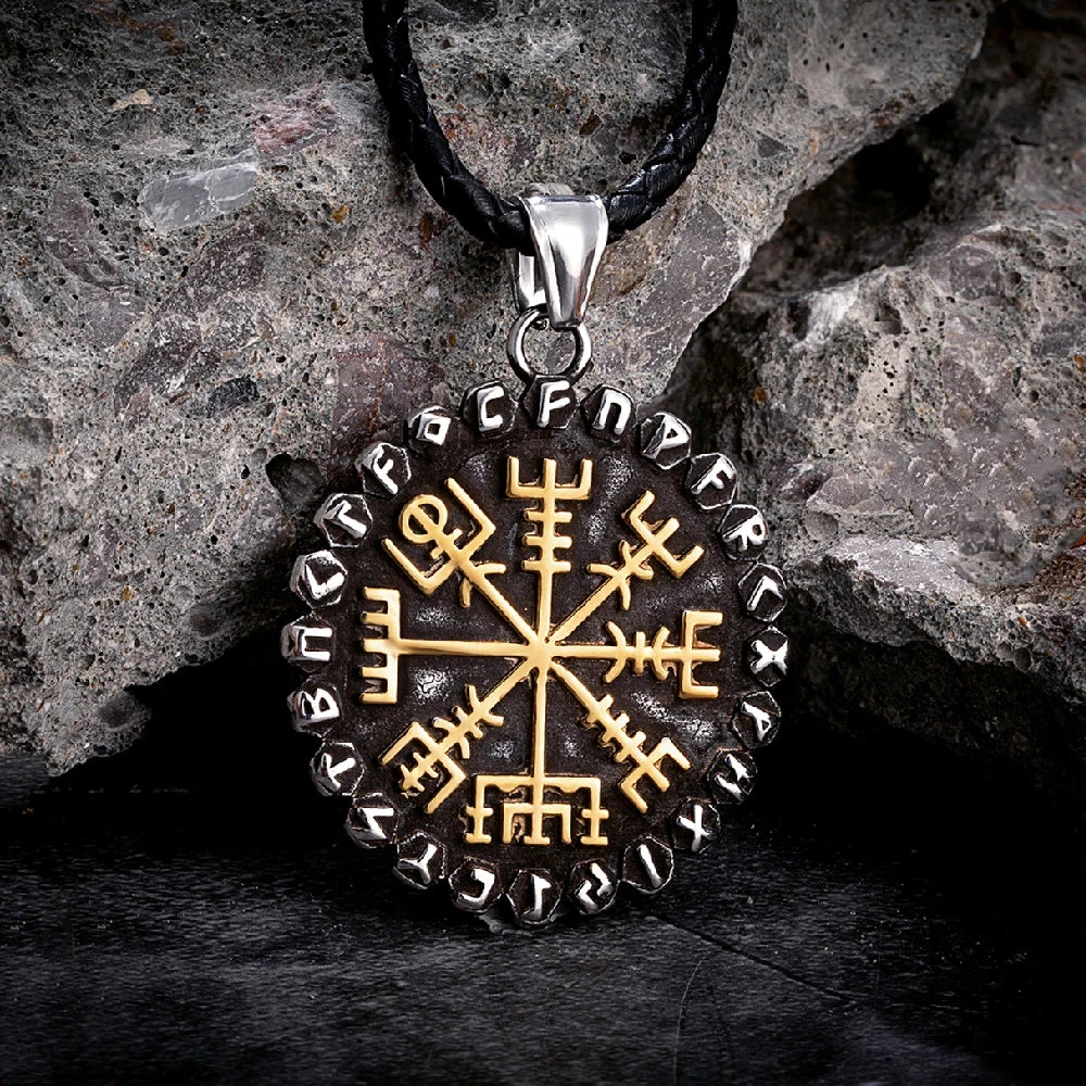 Vegvisir Rune Compass Necklace – Stainless Steel Pendant