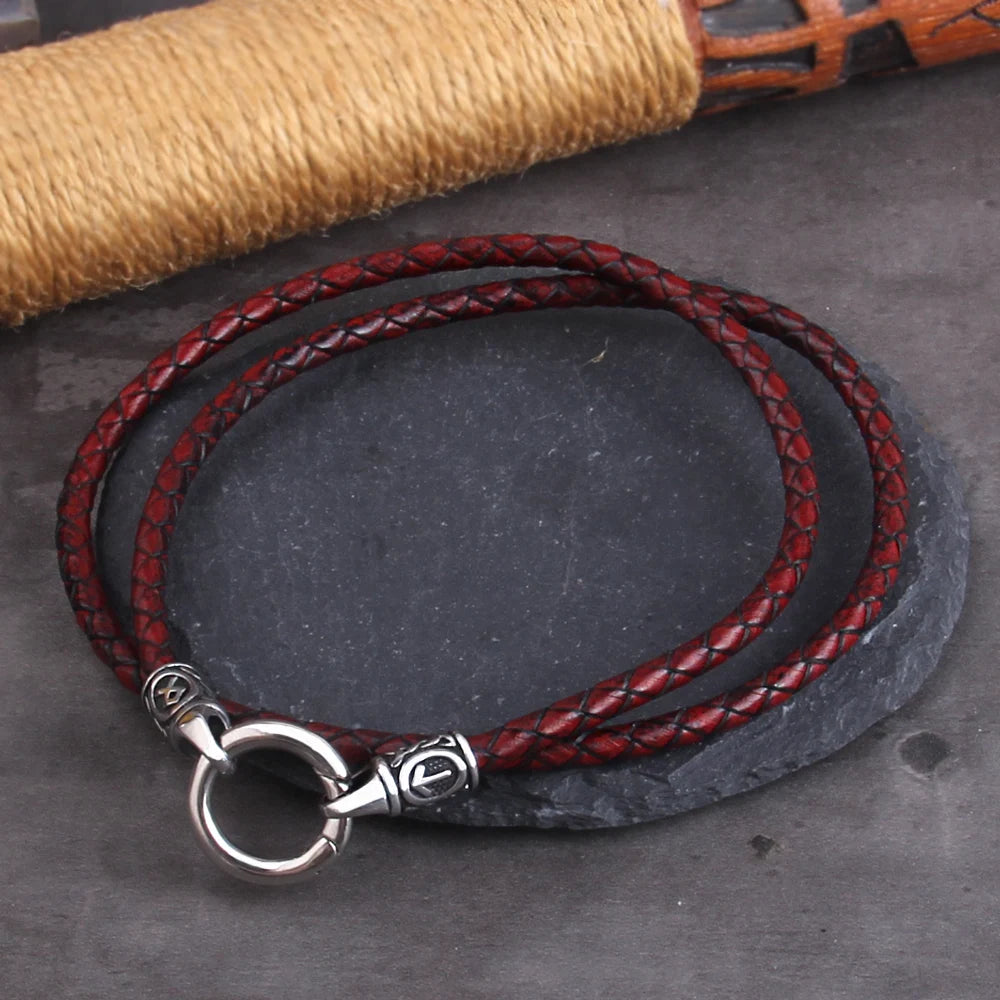 Viking Rune Ring-Clasp Necklace – Chain or Leather Cord