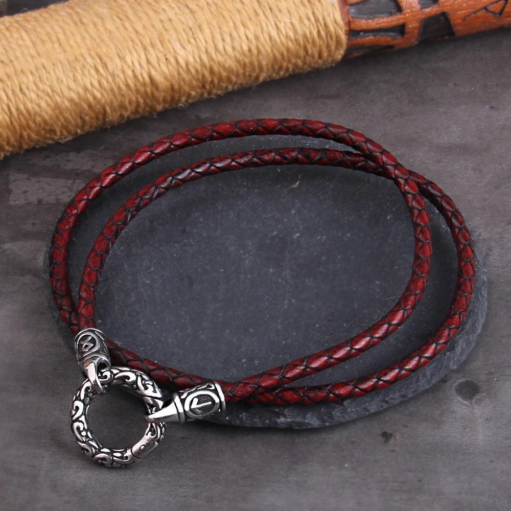 Viking Rune Ring-Clasp Necklace – Chain or Leather Cord