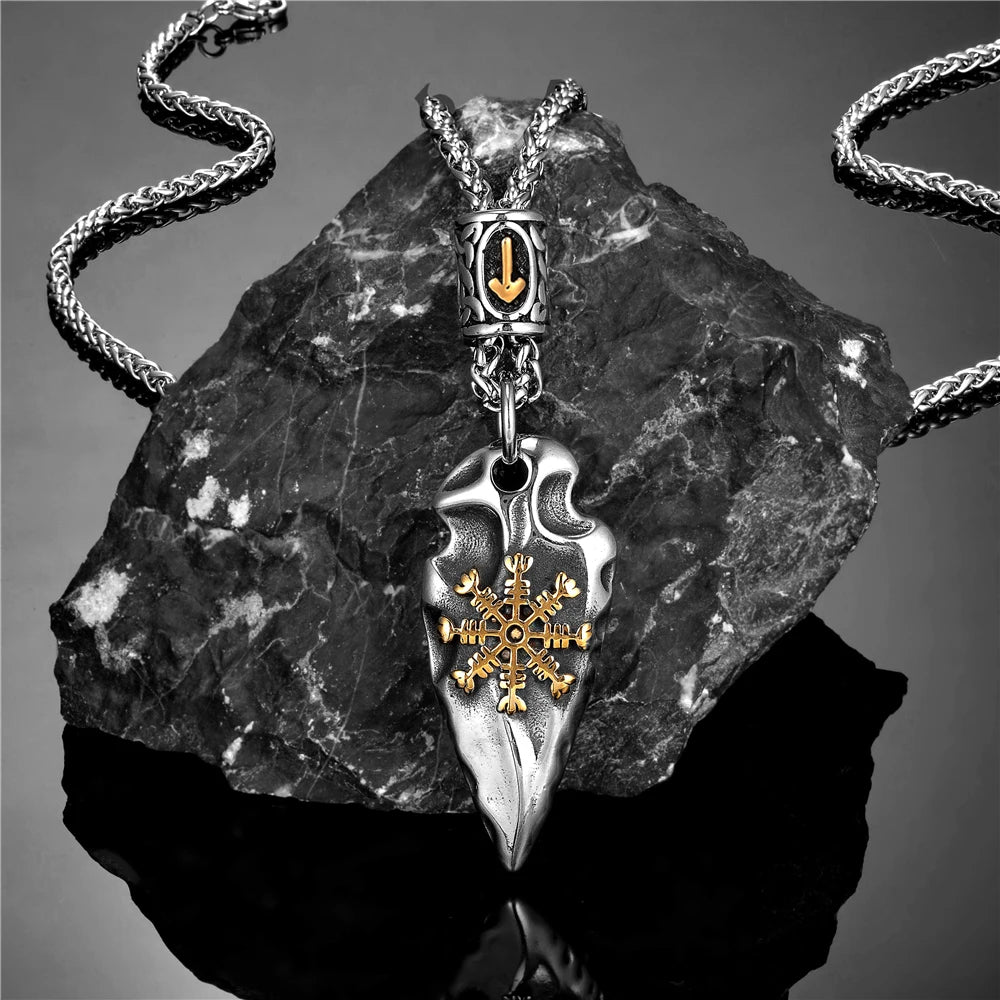 Helm of Awe Arrowhead Pendant Necklace – Stainless Steel