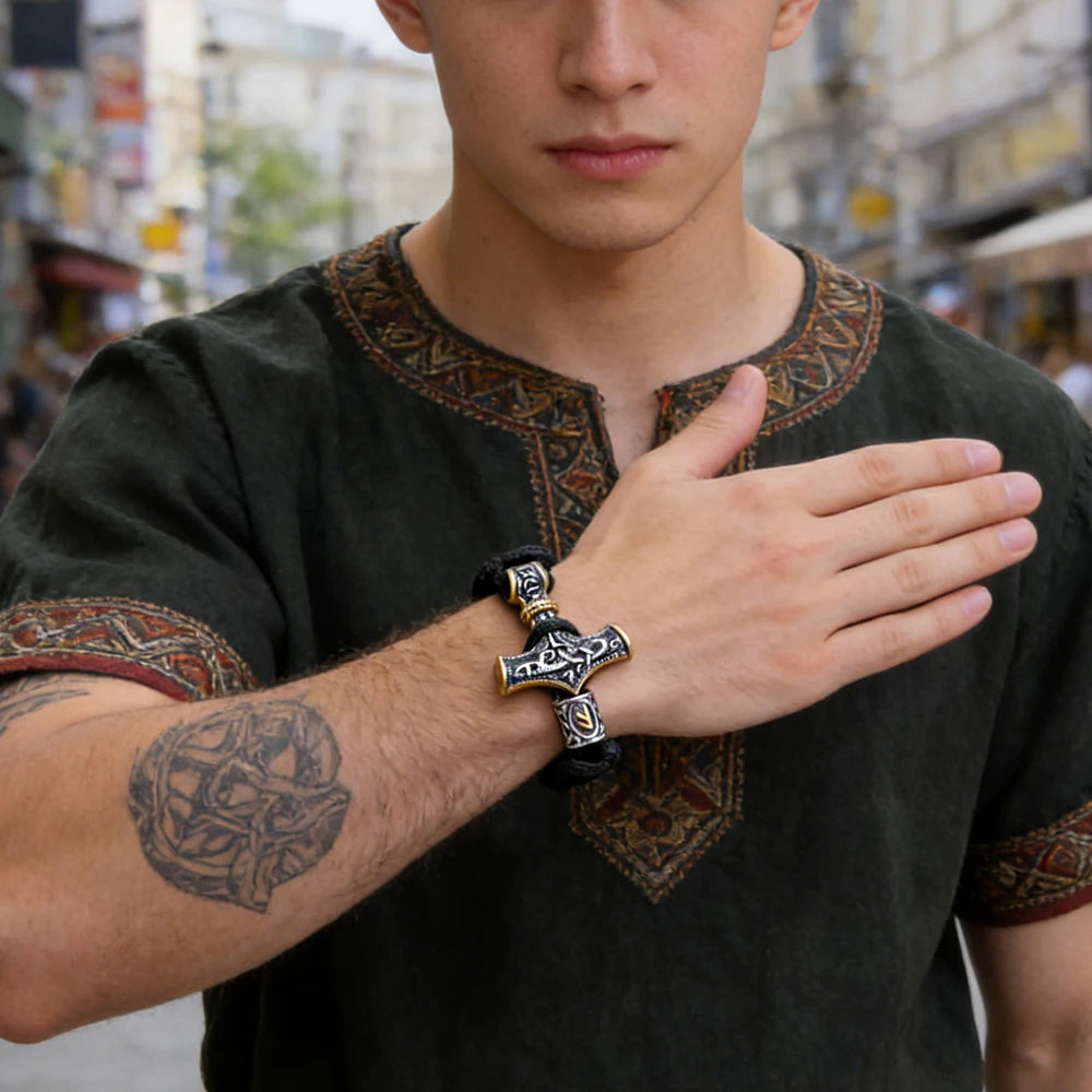 Thor's Hammer Mjolnir Paracord Bracelet – Stainless Steel
