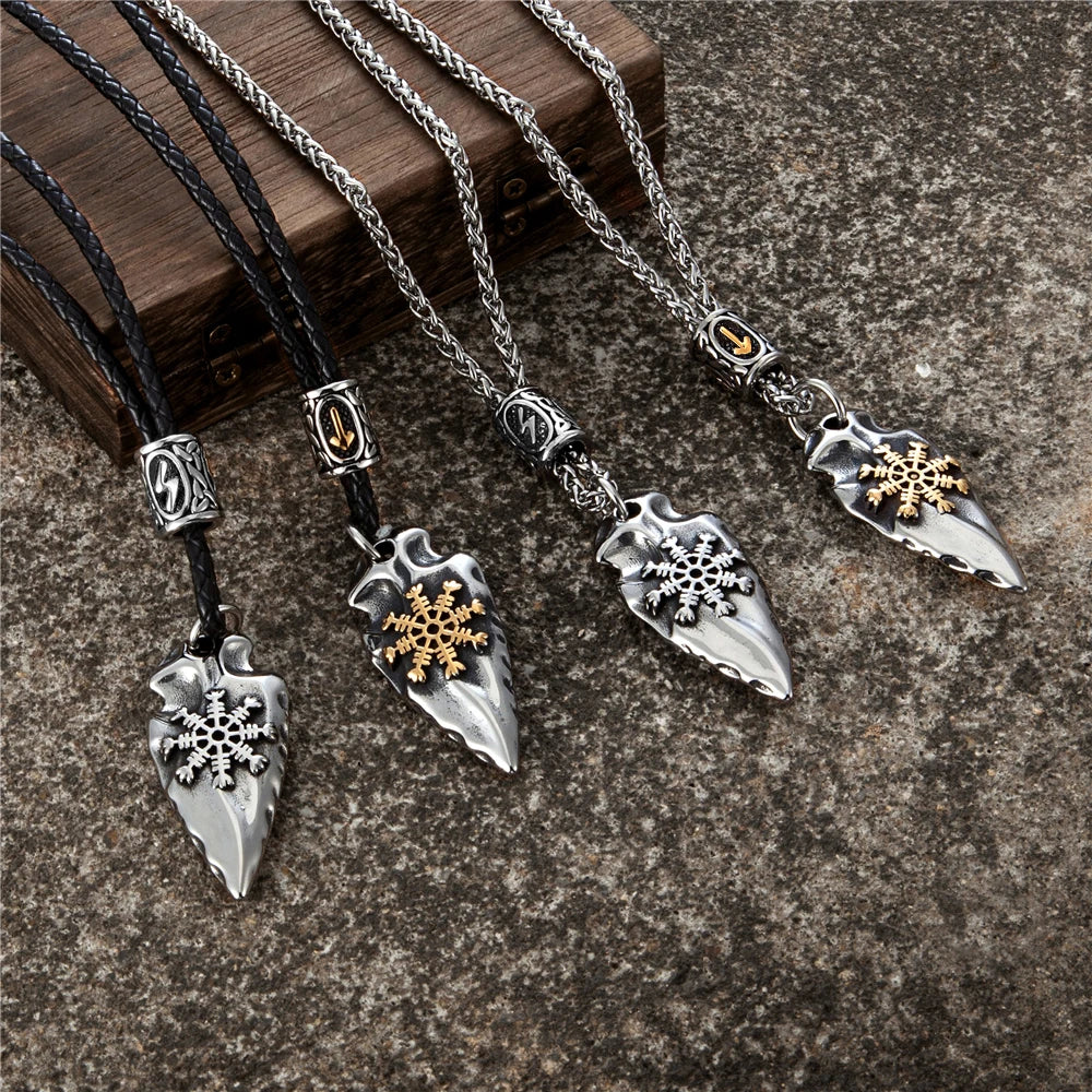 Helm of Awe Arrowhead Pendant Necklace – Stainless Steel