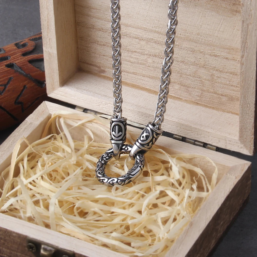 Viking Rune Ring-Clasp Necklace – Chain or Leather Cord