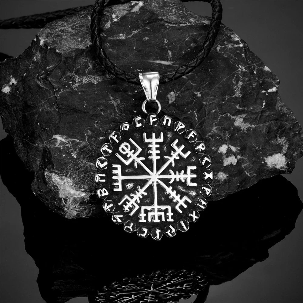 Vegvisir Rune Compass Necklace – Stainless Steel Pendant