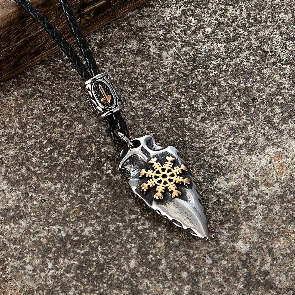 Helm of Awe Arrowhead Pendant Necklace – Stainless Steel